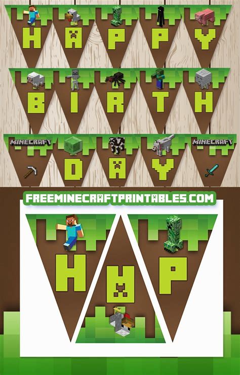 Free Printable Minecraft Happy Birthday Banners. - Oh My Fiesta! for Geeks