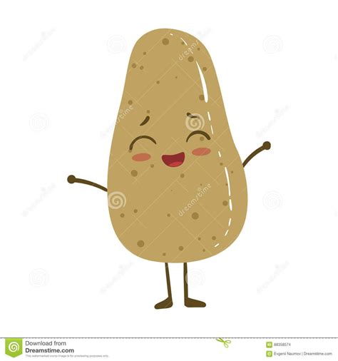 Potato Cute Anime Humanized Smiling Cartoon Vegetable Food Character ...