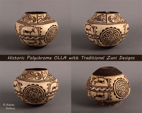 Zuni Pueblo Southwest Indian Historic Pottery Heartline C4579C - Adobe ...