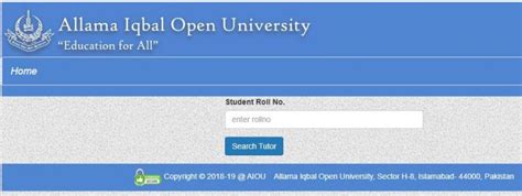 Search AIOU Tutor Letter Name & Address 2023 Matric FA BA MA MPhil PhD ...