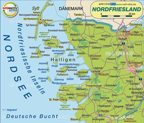 Map of North Frisia (Region in Germany Schleswig-Holstein) | Welt-Atlas.de