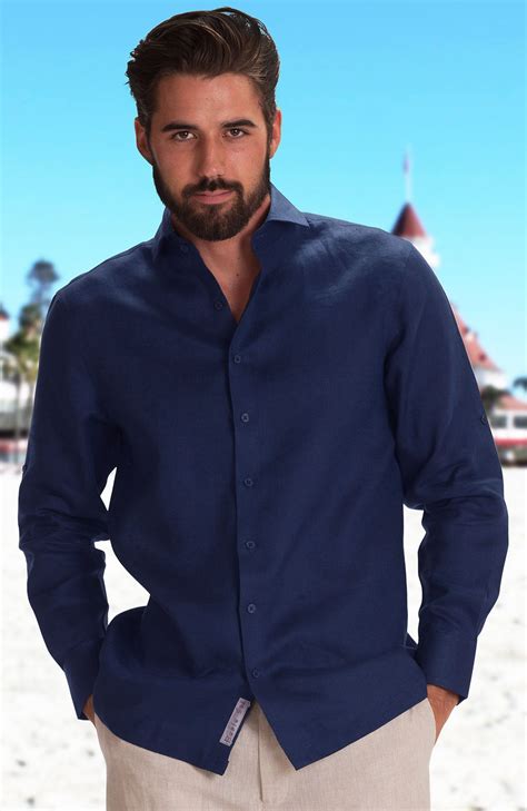 Bradford Linen Wedding shirt in Cobalt, Natural Pants | Beach wedding ...