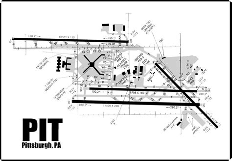 PIT Pittsburgh Airport Diagram Map Handmade 3.25 X 2.25 Fridge Magnet ...