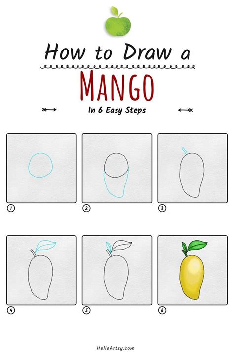 Mango Drawing for Kids (6 STEPS!) Easy Mango Drawing Lesson for Kids ...