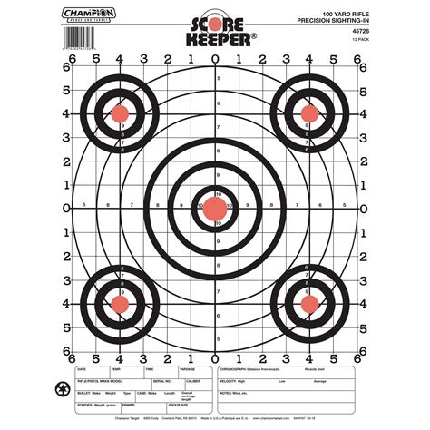 Champion Range and Target Score Keeper 100-yard Sight-in Rifle Targets ...