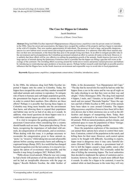 (PDF) The Case for Hippos in Colombia