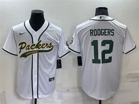 Men's Green Bay Packers #12 Aaron Rodgers White Stitched MLB Cool Base ...