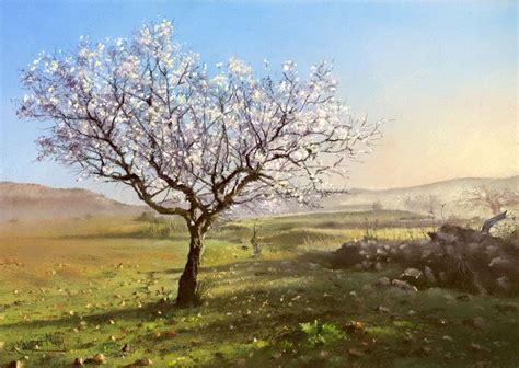 Almond tree in blossom | Almond blossom, Painting, Tree painting