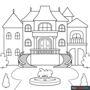 Mansion Coloring Page | Easy Drawing Guides