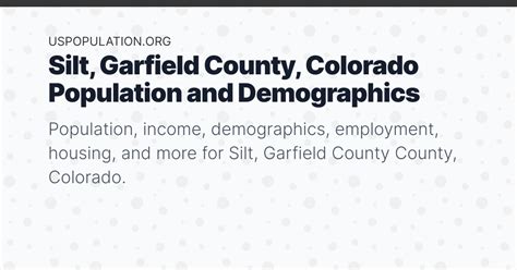 Silt, Garfield County, Colorado Population | Income, Demographics ...