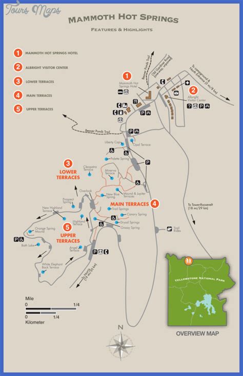 Yellowstone Mammoth Hot Springs Area - ToursMaps.com