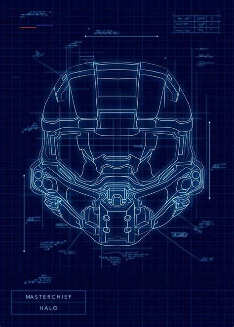 Video Game Protagonist Helmet Blueprints Halo Master Chief - # ...