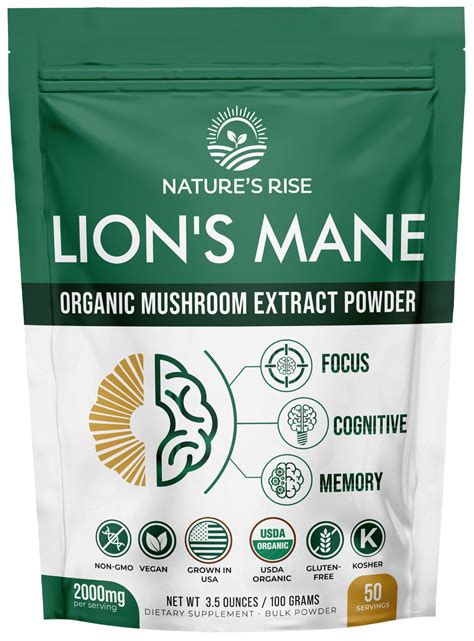 Lion's Mane Mushroom Powder Organic Supplement - Natures Rise