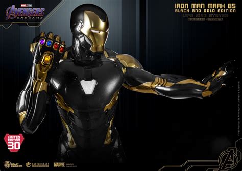 Life Size Iron Man Mark 85 Black & Gold Suit Debuts from Beast Kingdom