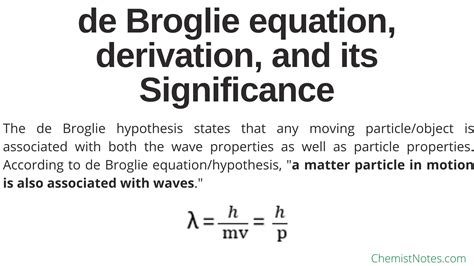 de Broglie equation, derivation, and its Significance - Chemistry Notes