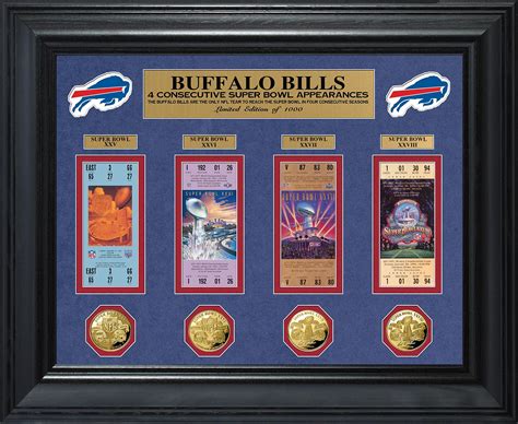 NFL Buffalo Bills 4 Super Bowl Appearances Deluxe Ticket & Game Coin ...