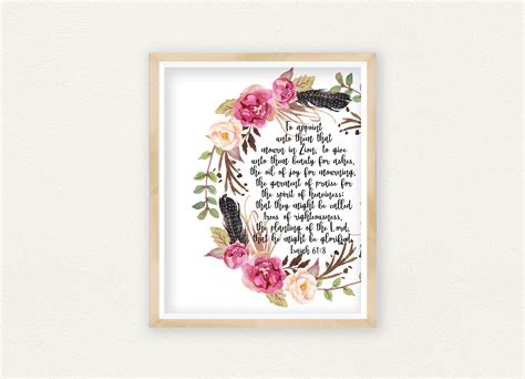 Beauty for Ashes Scripture Printable Art Isaiah 61:3 Bible | Etsy