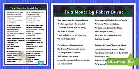 Robert Burns To a Mouse Display Poster (teacher made)