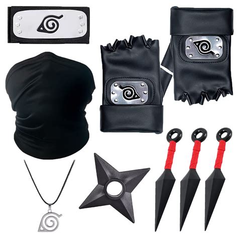 Buy IWTBNOA Naruto Konoha Headband, Kakashi Cosplay Set, Ninja Set ...