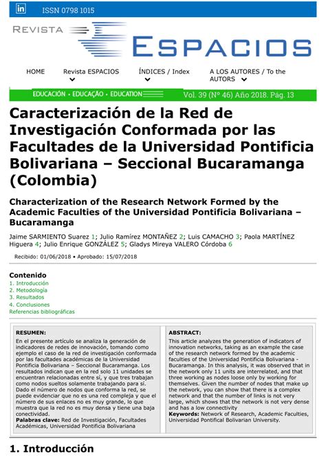 (PDF) Caracterización de la Red de Investigación Conformada por las ...