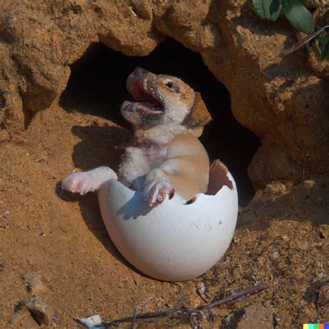 a dog hatching from its egg : r/dalle2