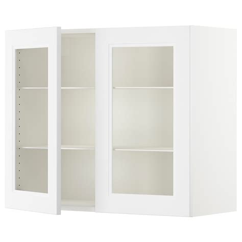 SEKTION Wall cabinet with 2 glass doors, white, Axstad matt white ...