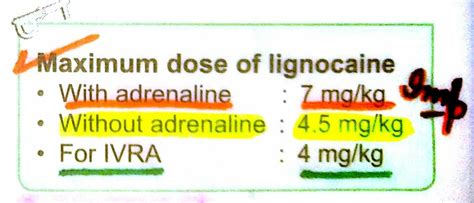 Lignocaine with Adrenaline : Maximum dose ... | Anesthesia ...