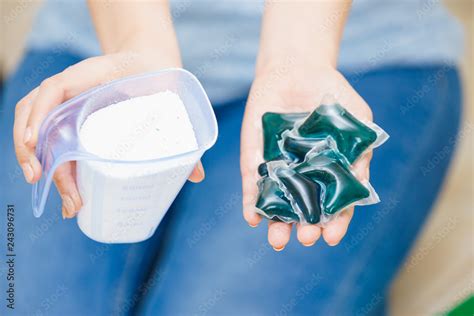 Washing machine laundry pods capsules and powder Stock Photo | Adobe Stock