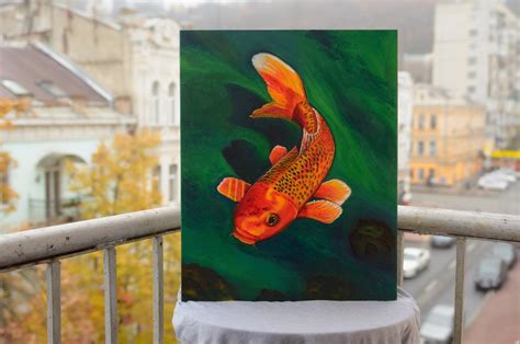 Koi carp Painting by Lina Sokolovska - Jose Art Gallery