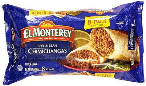 El Monterey Beef and Bean Chimichangas – Family Pack of 8 Frozen ...