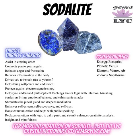 Sodalite Properties and Affirmations | Gems By LYC | Crystals healing ...