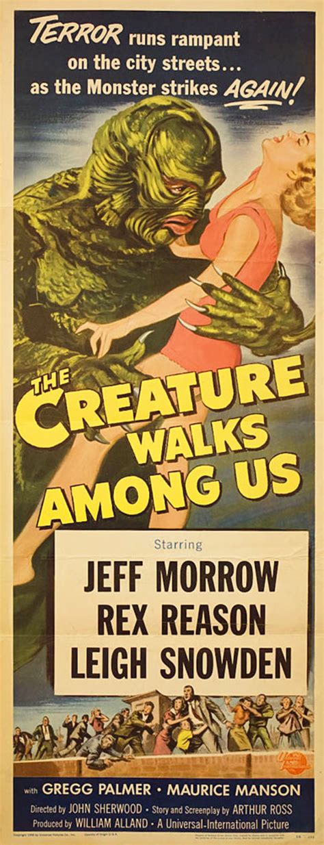 The Creature Walks Among Us Original 1956 U.S. Insert Movie Poster ...