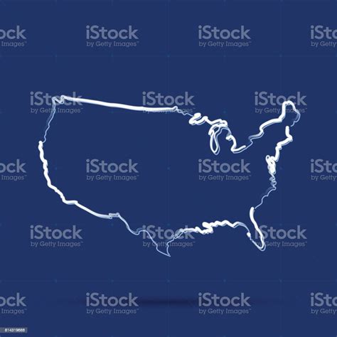 Usa Map White On Blue Background Stock Illustration - Download Image ...