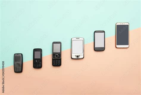 evolution of cell phones. Technology development telephone and pda ...