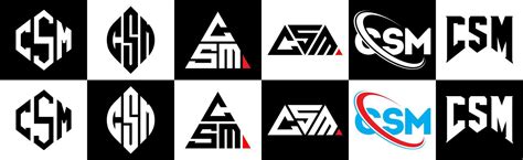 CSM letter logo design in six style. CSM polygon, circle, triangle ...