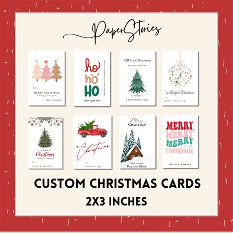 24 or 48 pcs Personalized Christmas Cards | Customized | 2x3 inches ...