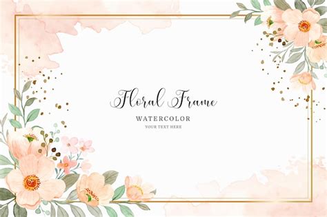 Free Vector | Watercolor floral background with golden frame