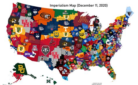 College Basketball Imperialism Map (December 11, 2020) : r ...