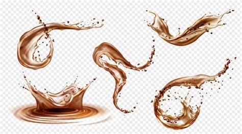 Free Vector | Splashes of coffee set isolated on transparent background