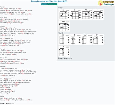 Chord: Don't give up on me (Five Feet Apart OST) - tab, song lyric ...