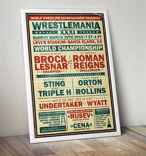 WWE Wrestlemania XXXI Poster (Vintage Boxing Style) | Behance