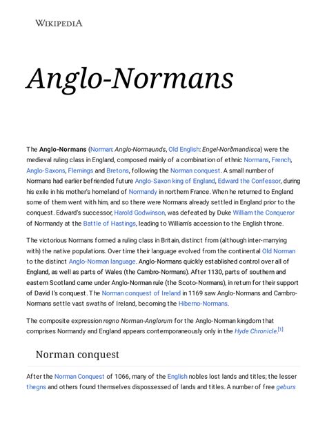 Anglo-Normans - Wikipedia - Anglo-Normans T he Anglo-Normans (Norman ...