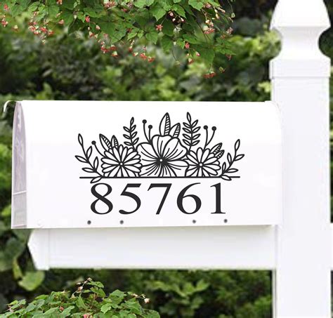 Flower Mailbox Decal, Personalized Mailbox Decal, Mailbox Number Decal ...