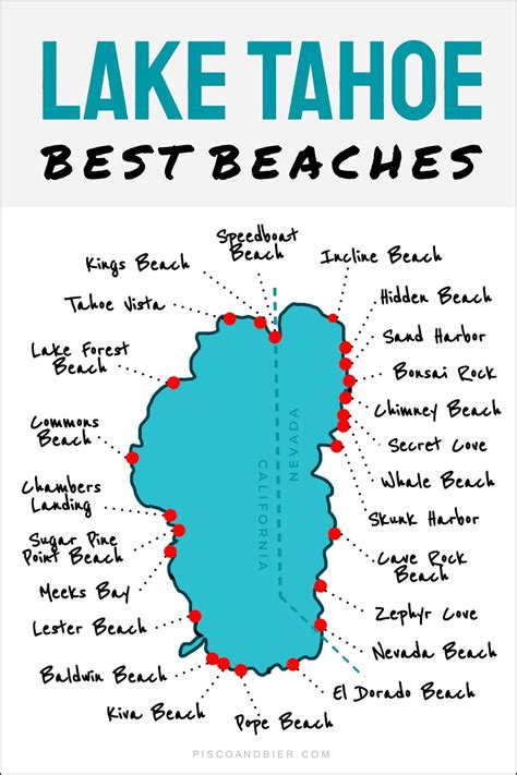 Map Of Lake Tahoe Beaches – piscoandbier