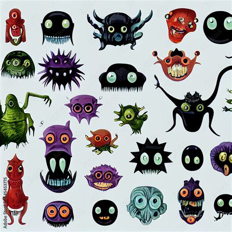 set of cartoon monster illustration sprite sheet style generated by AI ...