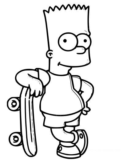 Cool Bart Simpson Coloring Page - Free Printable Coloring Pages for Kids