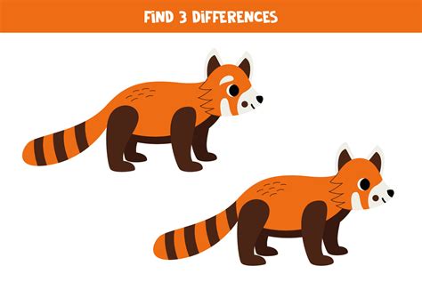 Find 3 differences between two cute cartoon red pandas. 33305388 Vector ...