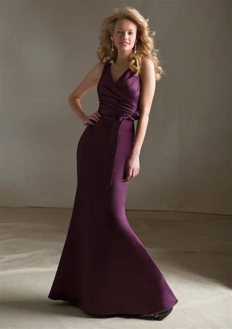 Eggplant purple (Dress Style 684 Satin with Tie Sash) This is not the ...