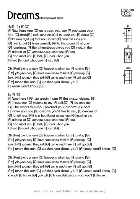 Dreams - Fleetwood Mac Ukulele Chords Lesson