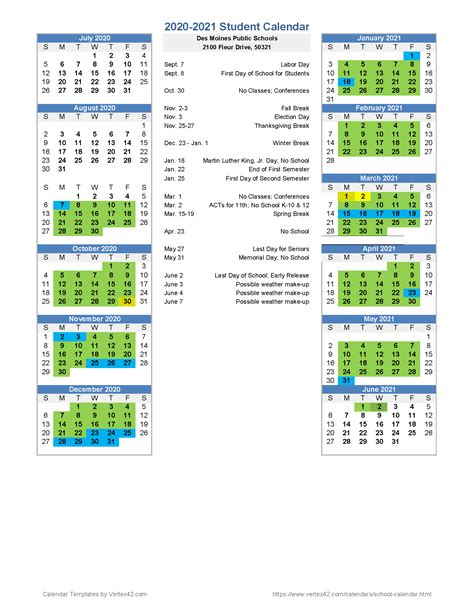 Des Moines School Calendar - College Calendar 2022